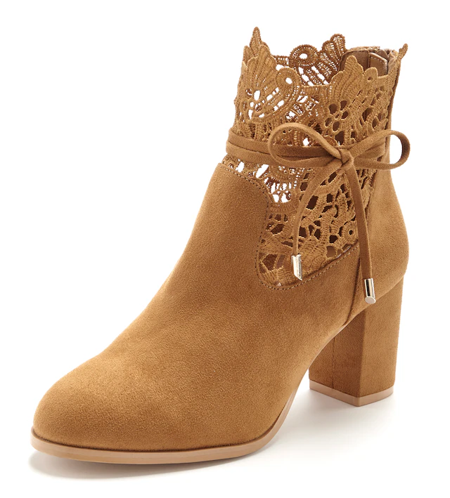LASCANA High-Heel-Stiefelette »Herbststiefelette, Ankle Boot, Stiefel,« mit modischer Spitze und bequemen Blockabsatz