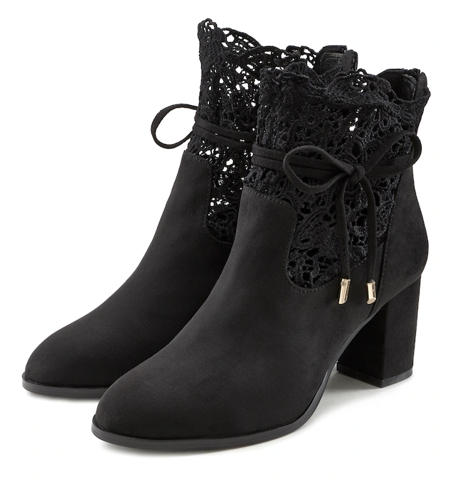 LASCANA High-Heel-Stiefelette »Herbststiefelette, Ankle Boot, Stiefel,« mit modischer Spitze und bequemen Blockabsatz