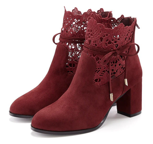 LASCANA High-Heel-Stiefelette »Herbststiefelette, Ankle Boot, Stiefel,« mit modischer Spitze und bequemen Blockabsatz