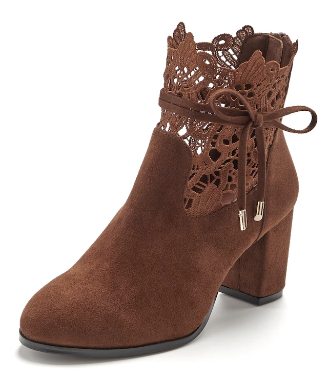 LASCANA High-Heel-Stiefelette »Herbststiefelette, Ankle Boot, Stiefel,« mit modischer Spitze und bequemen Blockabsatz