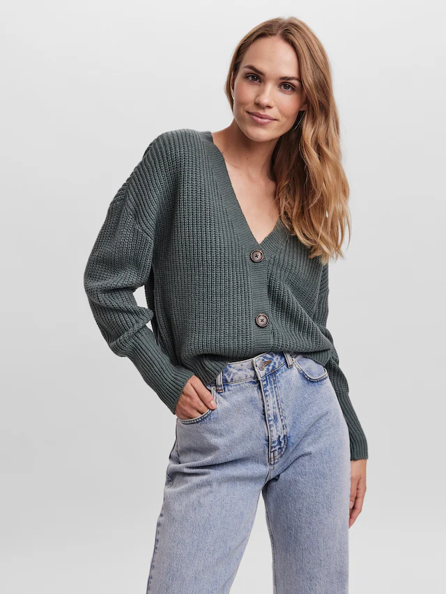 Vero Moda Strickjacke »VMLEA LS V-NECK CUFF CARDIGAN NOOS« Kunstfaser, regular fit