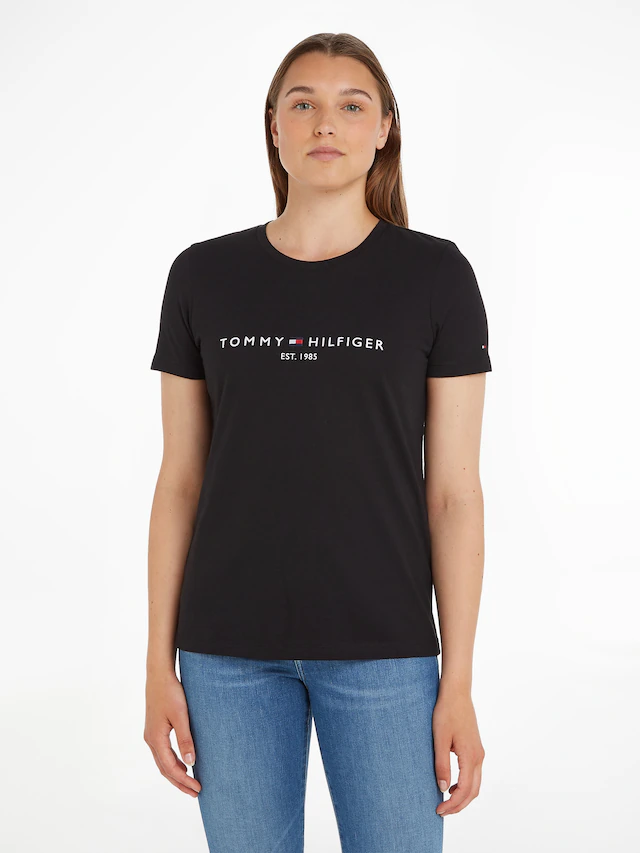 Tommy Hilfiger Rundhalsshirt »HERITAGE HILFIGER C-NK REG TEE« mit gesticktem Tommy Hilfiger Linear Logo-Schriftzug