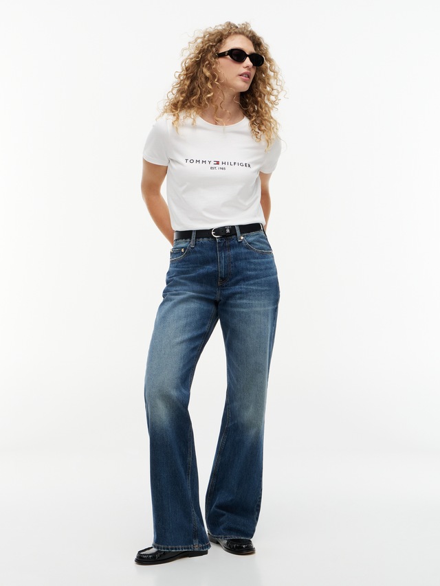 Tommy Hilfiger Rundhalsshirt »HERITAGE HILFIGER C-NK REG TEE« mit gesticktem Tommy Hilfiger Linear Logo-Schriftzug