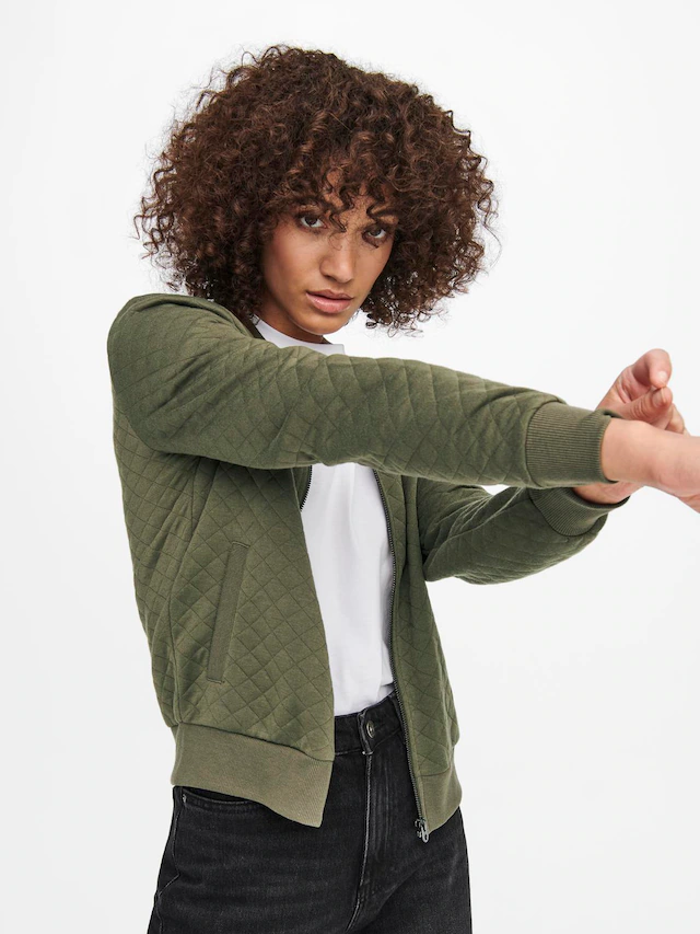 ONLY Sweatjacke »ONLJOYCE L/S BOMBER SWT NOOS« Polyester, regular fit