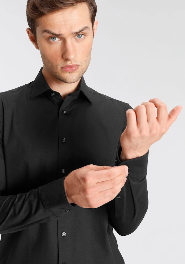 OLYMP Businesshemd »Level Five body fit Jerseyshirt« in Jersey Qualität