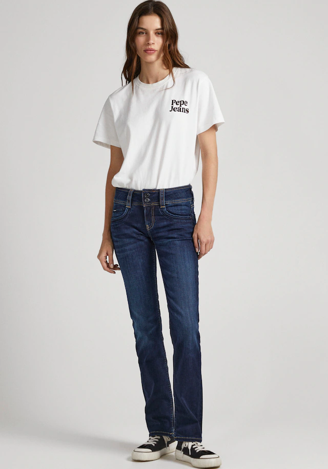 Pepe Jeans Straight-Jeans »GEN« in Baumwoll-Qualtät mit geradem Bein und Doppel-Knopf-Bund