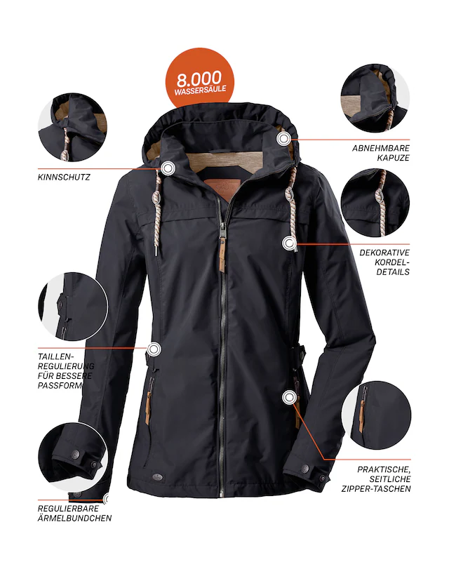 G.I.G.A. DX by killtec Funktionsjacke »WMN JCKT A« Damenjacke: abnehmbare Kapuze, 8.000 mm Wassersäule
