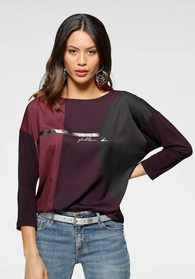 Laura Scott Hemdbluse im Materialmix mit Folienprint