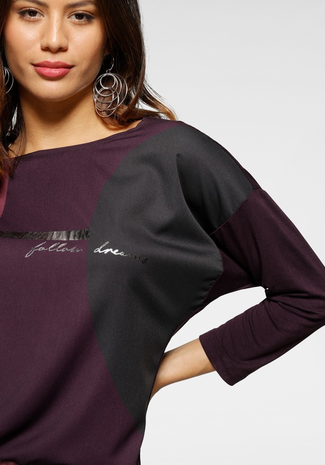 Laura Scott Hemdbluse im Materialmix mit Folienprint