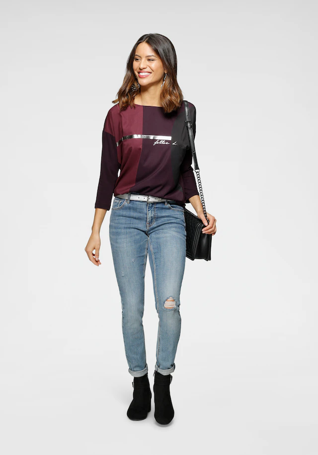 Laura Scott Hemdbluse im Materialmix mit Folienprint