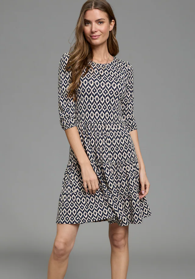 Laura Scott Jerseykleid femininer Stil, taillierte Passform, mit Volant am Kleidersaum
