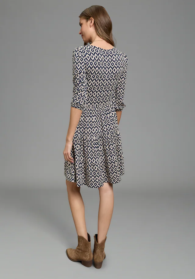 Laura Scott Jerseykleid femininer Stil, taillierte Passform, mit Volant am Kleidersaum