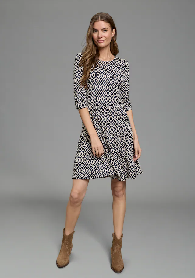 Laura Scott Jerseykleid femininer Stil, taillierte Passform, mit Volant am Kleidersaum