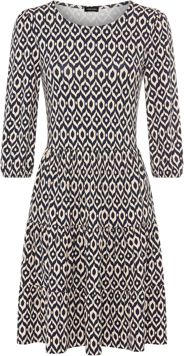 Laura Scott Jerseykleid femininer Stil, taillierte Passform, mit Volant am Kleidersaum