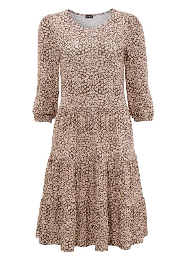 Laura Scott Jerseykleid femininer Stil, taillierte Passform, mit Volant am Kleidersaum