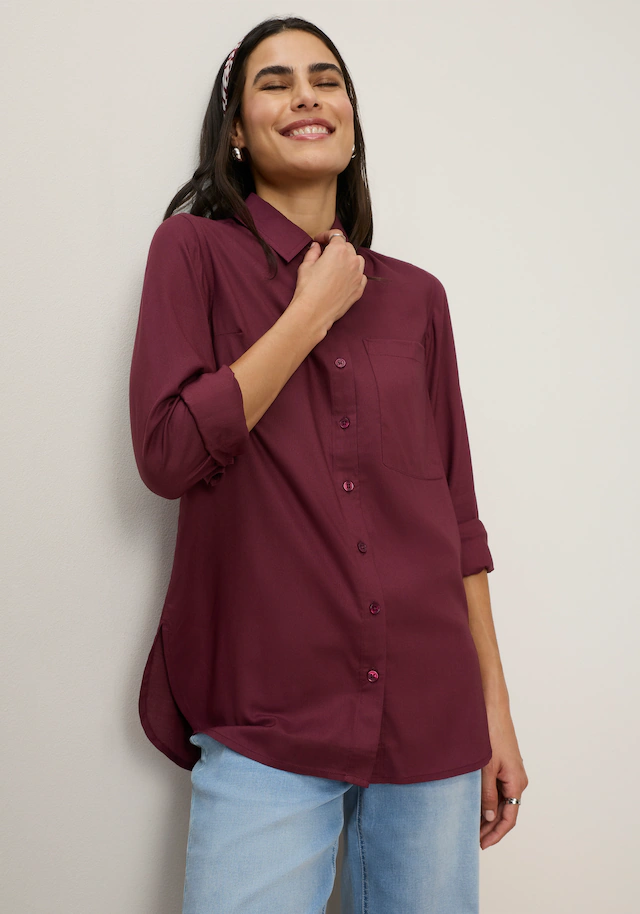 Tamaris Hemdbluse »mit lockerem Schnitt, aus fließender Viskose-Qualität« im Oversize-Look mit Tasche