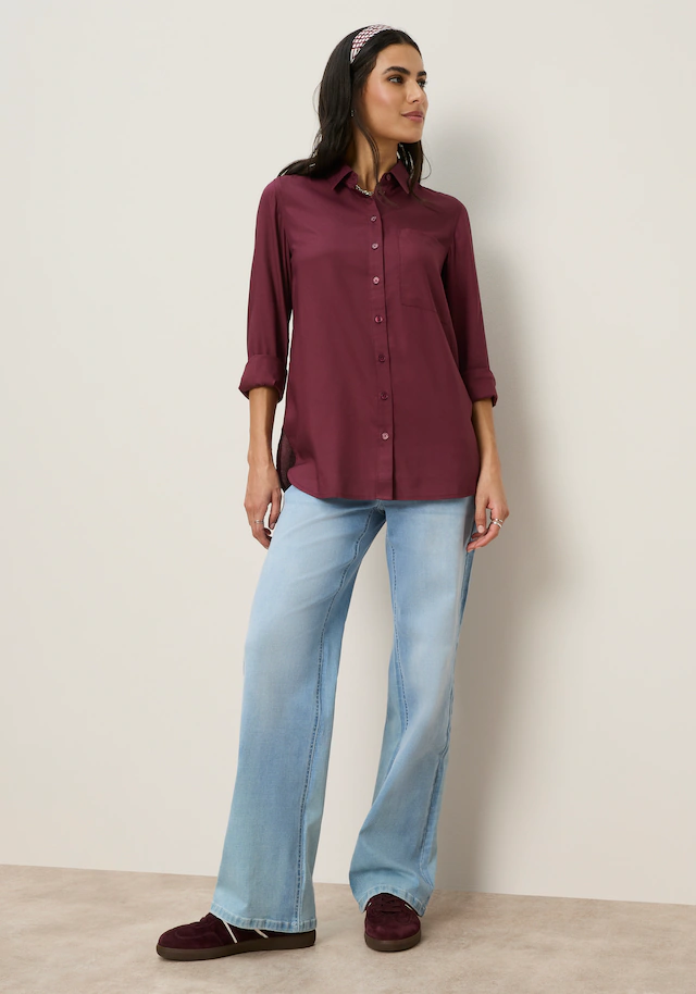 Tamaris Hemdbluse »mit lockerem Schnitt, aus fließender Viskose-Qualität« im Oversize-Look mit Tasche