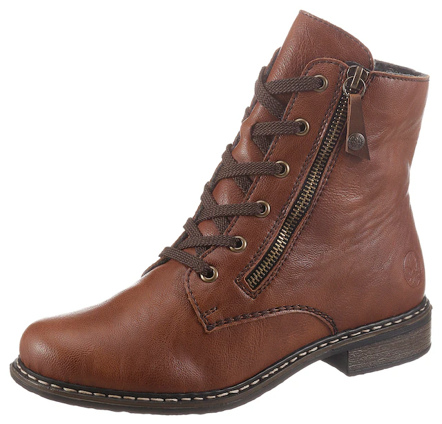 Rieker Stiefelette Schnürstiefelette, Schnürboots mit Reißverschluss an der Außenseite