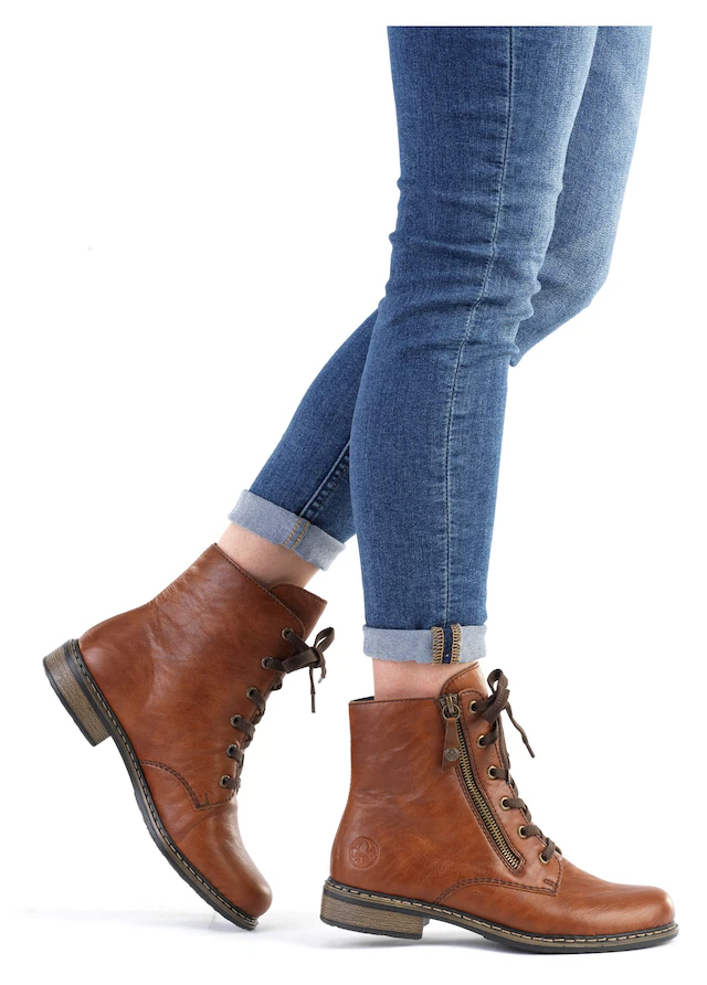 Rieker Stiefelette Schnürstiefelette, Schnürboots mit Reißverschluss an der Außenseite