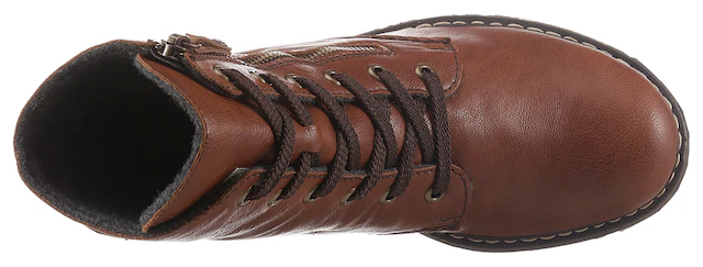 Rieker Stiefelette Schnürstiefelette, Schnürboots mit Reißverschluss an der Außenseite