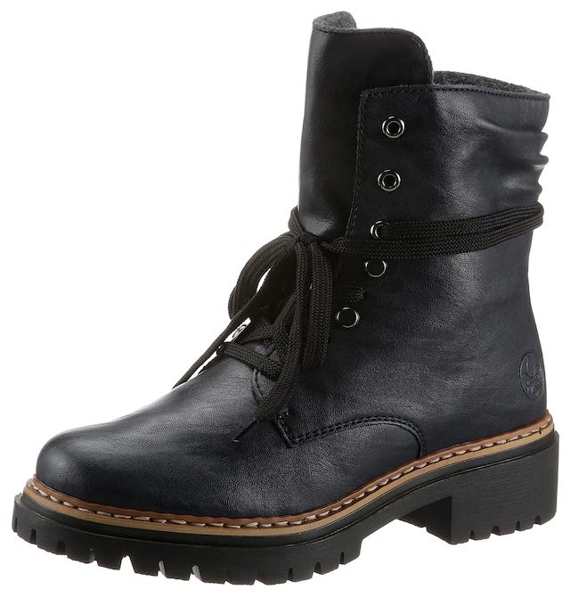 Rieker Schnürboots , Stiefelette, Profilsohle, Blockabsatz, mit lässiger Schnürung