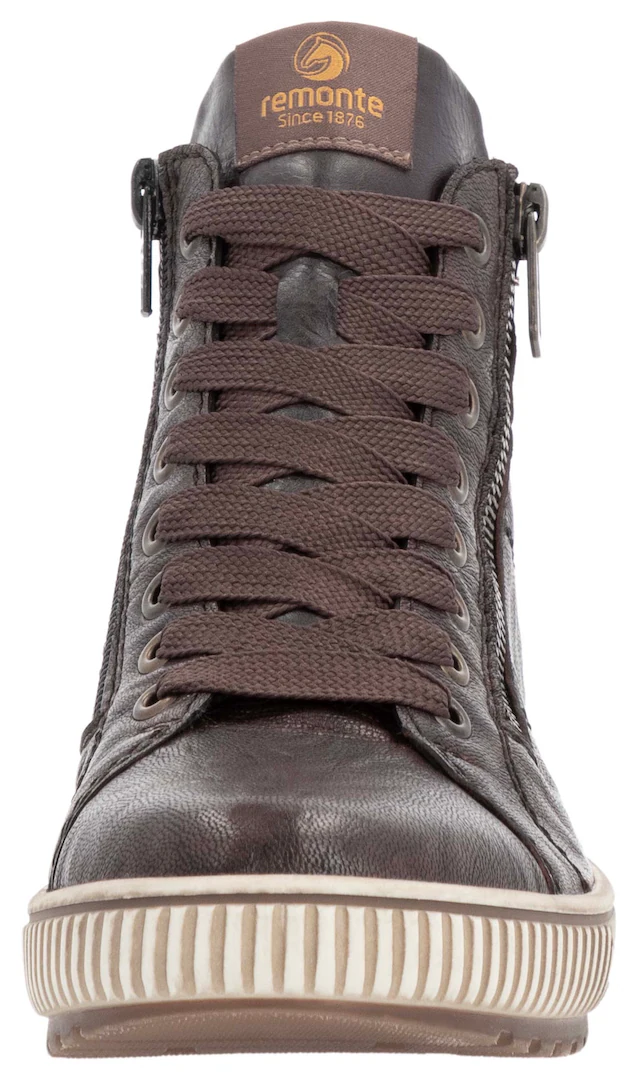 Remonte Schnürboots , Plateau, Schnürstiefelette, Boots in Crash-Optik