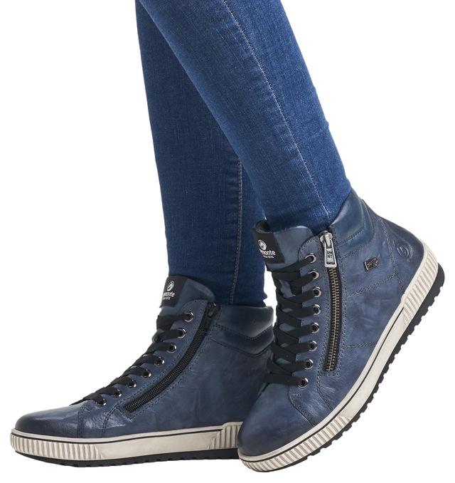 Remonte Schnürboots , Plateau, Schnürstiefelette, Boots in Crash-Optik