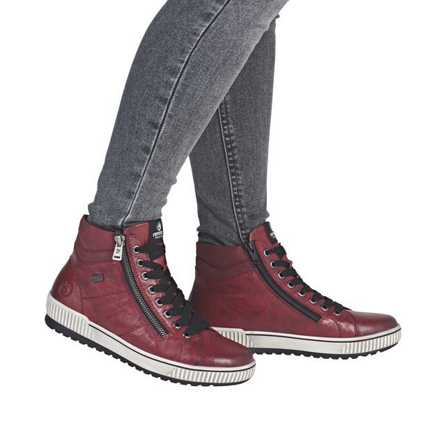 Remonte Schnürboots , Plateau, Schnürstiefelette, Boots in Crash-Optik