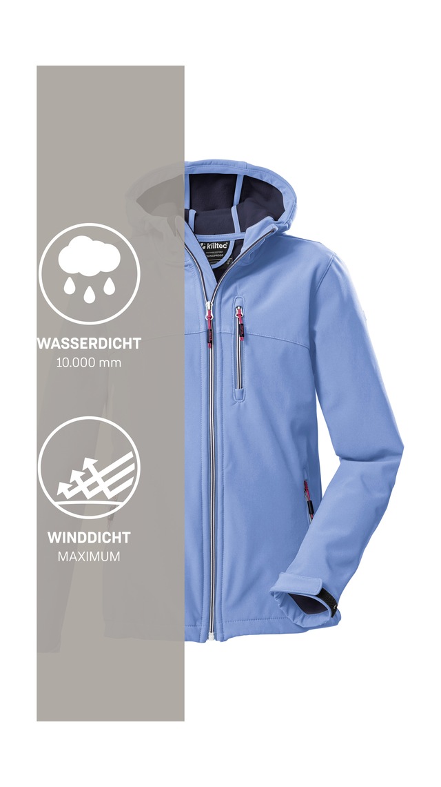 Killtec Softshelljacke »Girls Softshelljacke« Wasserabweisend, verstellbare Kapuze u Ärmel, Fleece-Innenfutter