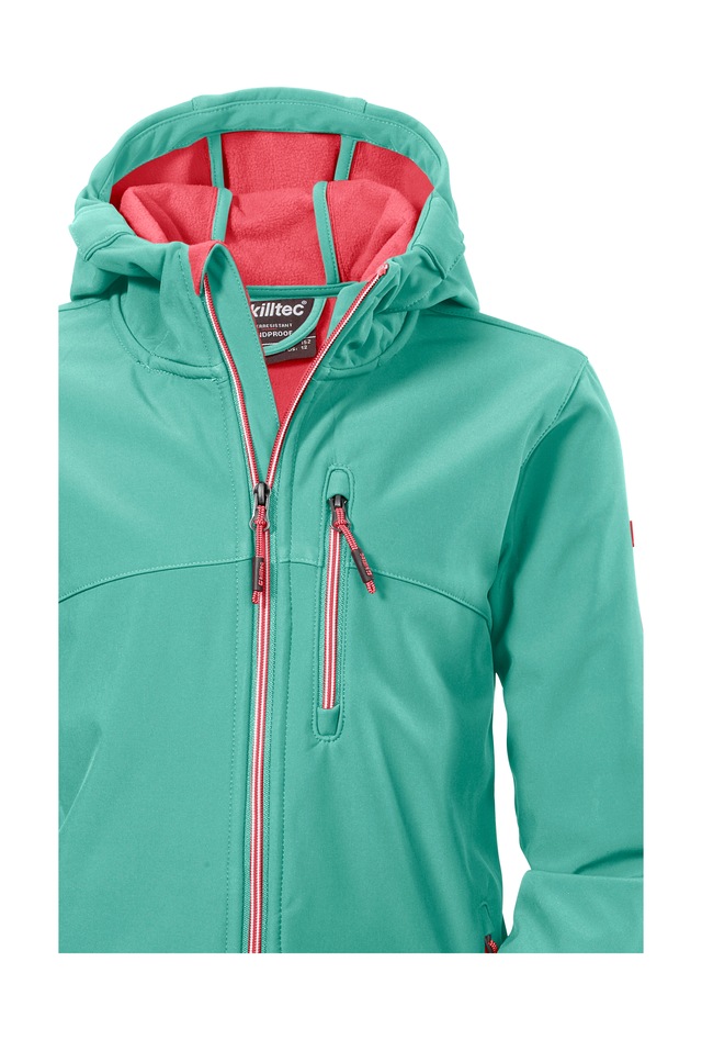 Killtec Softshelljacke »Girls Softshelljacke« Wasserabweisend, verstellbare Kapuze u Ärmel, Fleece-Innenfutter