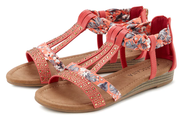 LASCANA Sandale »Sommerschuh, Sandalette, offener Schuh,« mit aufwendiger Verzierung VEGAN