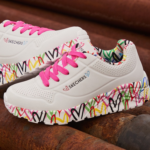 Skechers Sneaker »UNO LITE-LOVELY LUV« , Schnürschuh mit bedruckter Sohle, Größenschablone zum Download