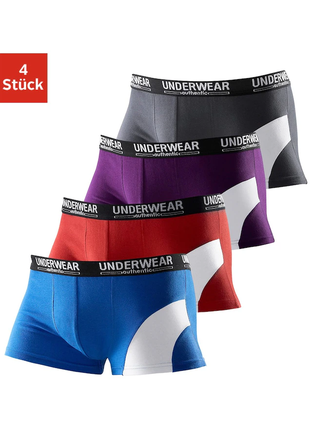AUTHENTIC LE JOGGER Boxer »Boxershorts für Herren« Packung, 4 Stk. mit kontrastfarbenen Einsatz