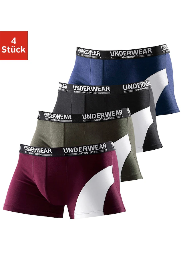 AUTHENTIC LE JOGGER Boxer »Boxershorts für Herren« Packung, 4 Stk. mit kontrastfarbenen Einsatz