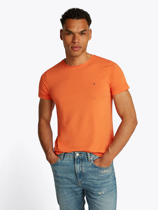 Tommy Hilfiger T-Shirt »STRETCH SLIM FIT« unifarben, casual, slim fit, Baumwollmix, Rundhals