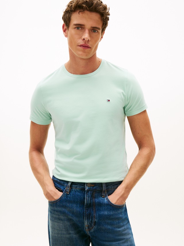 Tommy Hilfiger T-Shirt »STRETCH SLIM FIT« unifarben, casual, slim fit, Baumwollmix, Rundhals