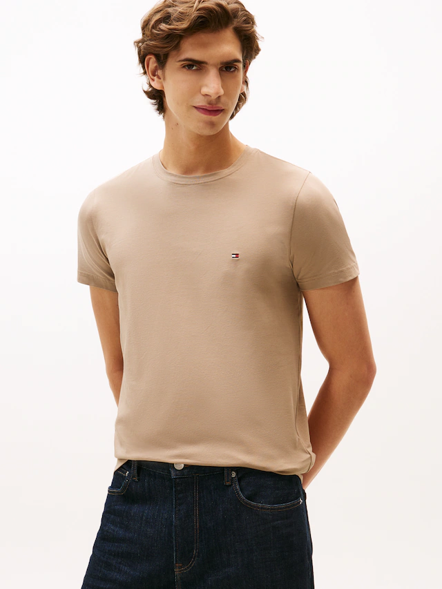 Tommy Hilfiger T-Shirt »STRETCH SLIM FIT« unifarben, casual, slim fit, Baumwollmix, Rundhals