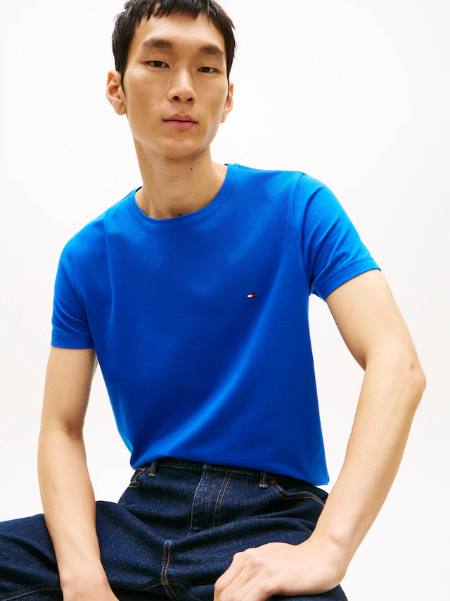 Tommy Hilfiger T-Shirt »STRETCH SLIM FIT« unifarben, casual, slim fit, Baumwollmix, Rundhals