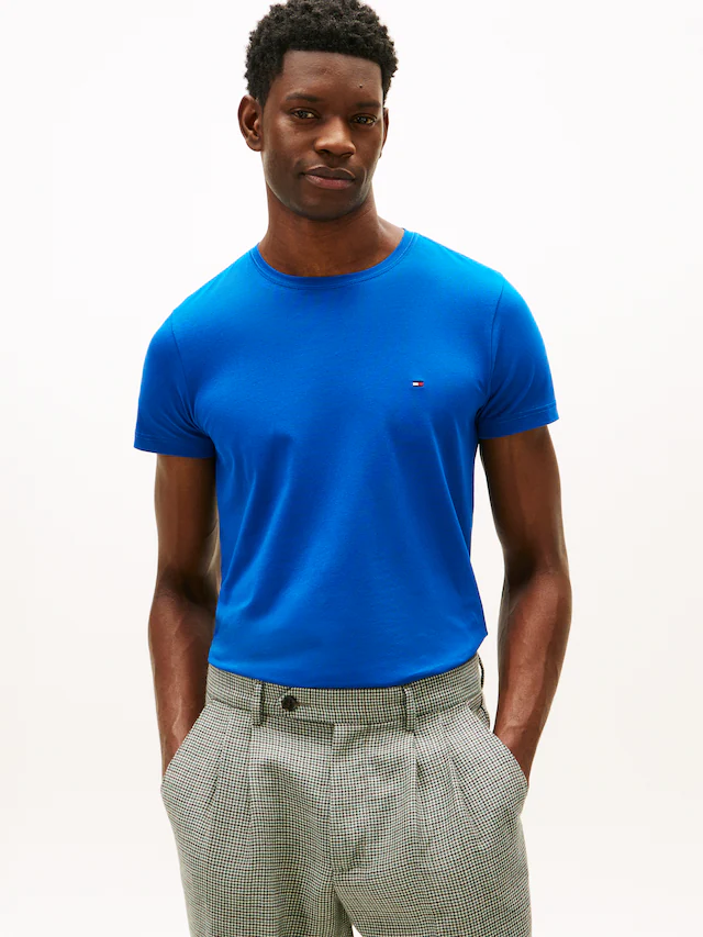 Tommy Hilfiger T-Shirt »STRETCH SLIM FIT« unifarben, casual, slim fit, Baumwollmix, Rundhals