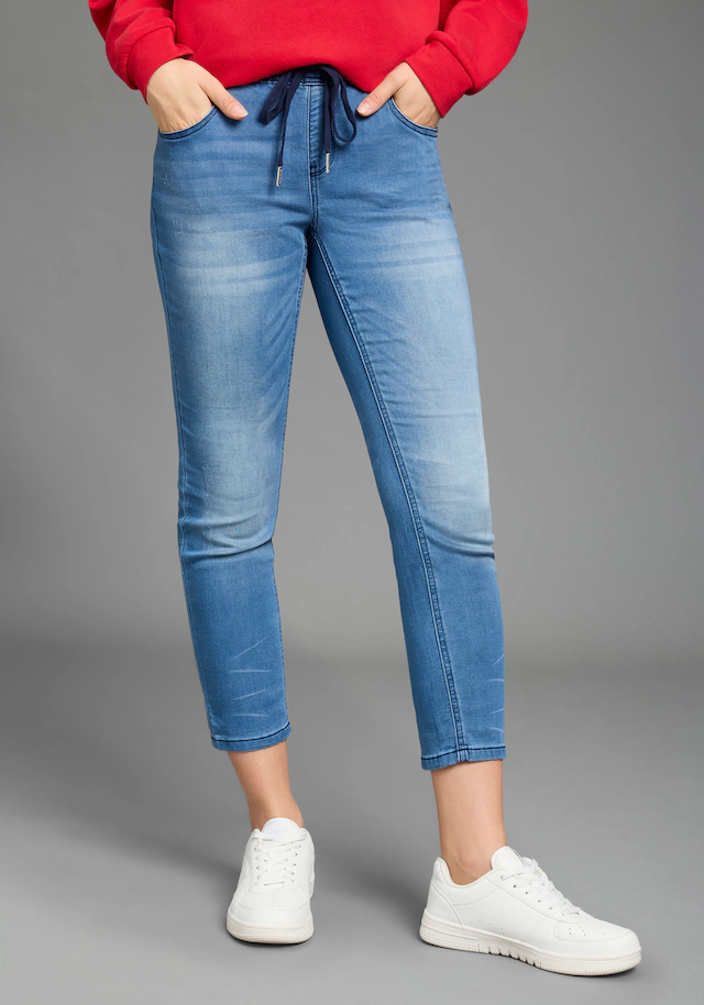 KangaROOS Jogg Pants »7/8 JOGG-DENIM« weites Bein, mit Used-Waschung, hohe Leibhöhe, 7/8-Länge