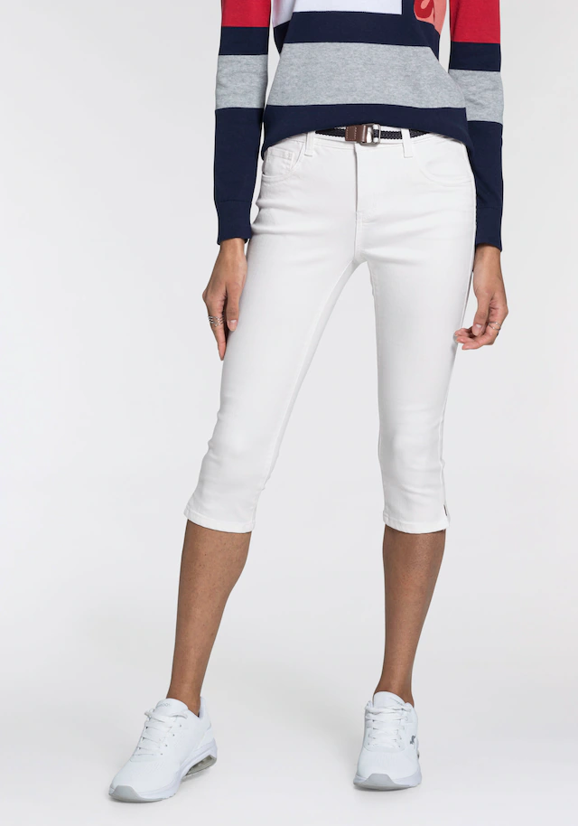 KangaROOS Caprijeans »CAPRI-JEANS mit Gürtel« Set, mit abnehmbarem Gürtel, Skinny Fit, mit Schlitz, normale Leibhöhe