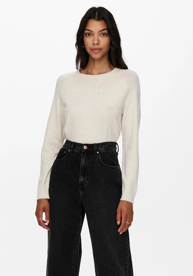 ONLY Rundhalspullover »ONLRICA LIFE L/S PULLOVER KNT NOOS« Materialmix, regular fit
