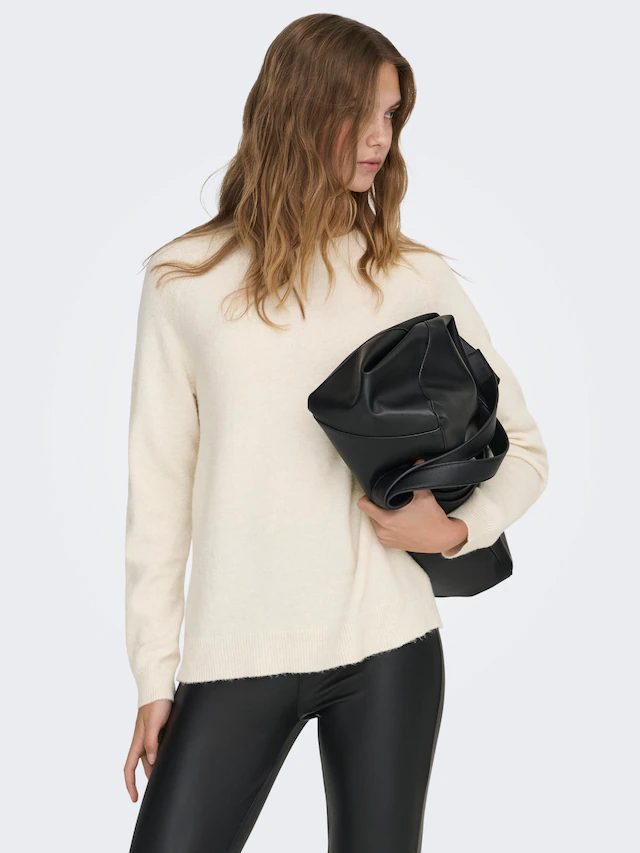 ONLY Rundhalspullover »ONLRICA LIFE L/S PULLOVER KNT NOOS« Materialmix, regular fit
