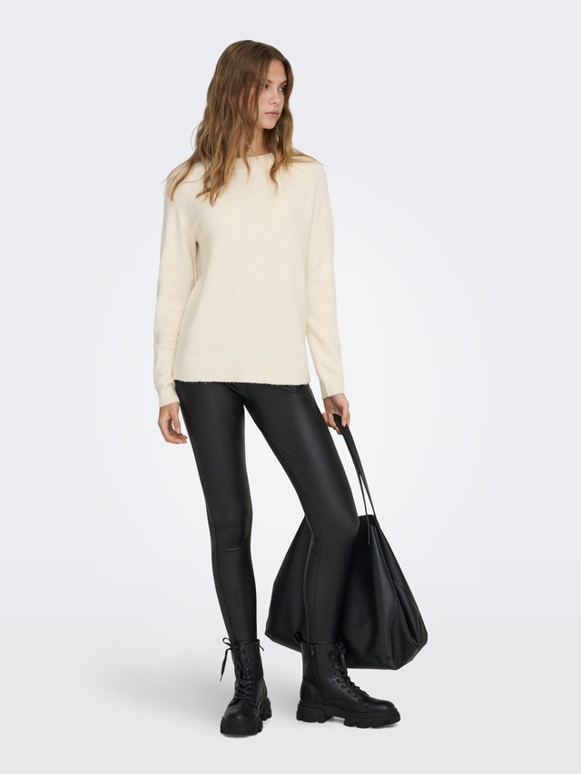 ONLY Rundhalspullover »ONLRICA LIFE L/S PULLOVER KNT NOOS« Materialmix, regular fit