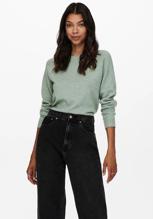 ONLY Rundhalspullover »ONLRICA LIFE L/S PULLOVER KNT NOOS« Materialmix, regular fit