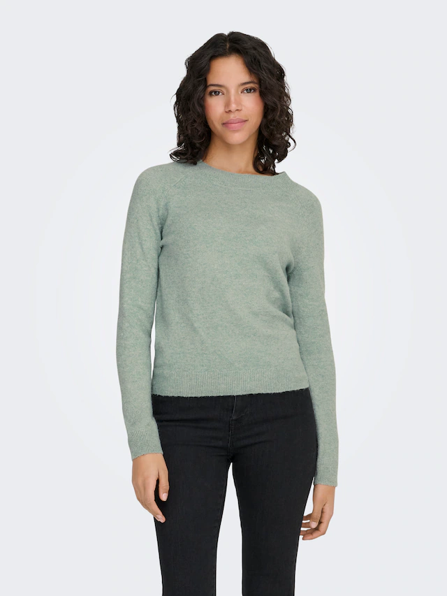 ONLY Rundhalspullover »ONLRICA LIFE L/S PULLOVER KNT NOOS« Materialmix, regular fit