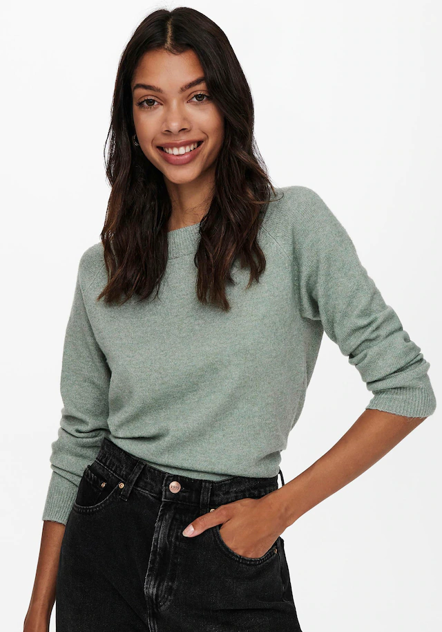 ONLY Rundhalspullover »ONLRICA LIFE L/S PULLOVER KNT NOOS« Materialmix, regular fit