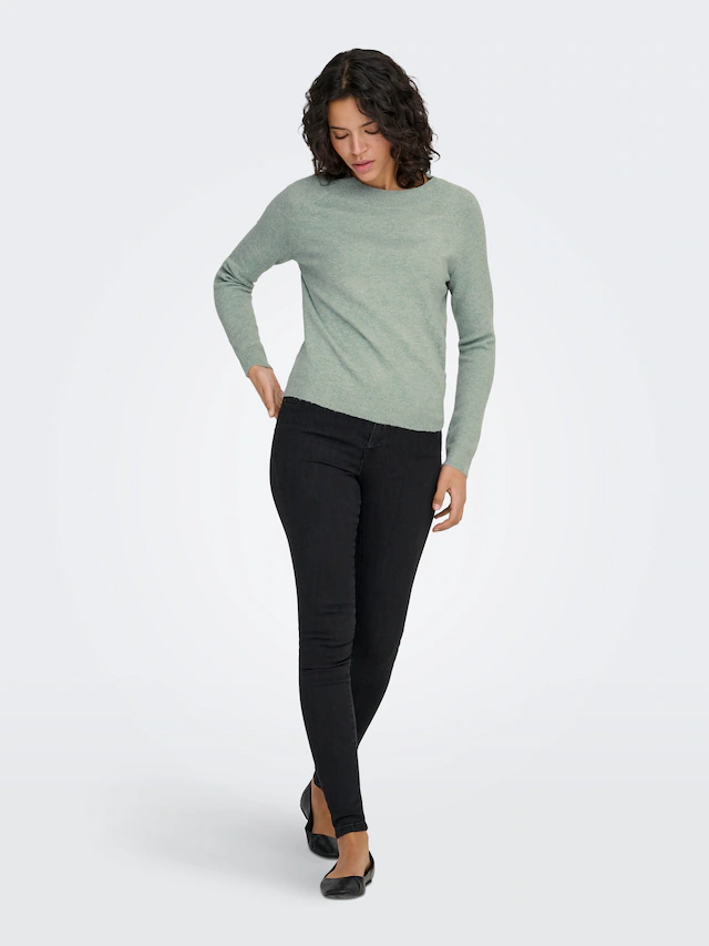 ONLY Rundhalspullover »ONLRICA LIFE L/S PULLOVER KNT NOOS« Materialmix, regular fit