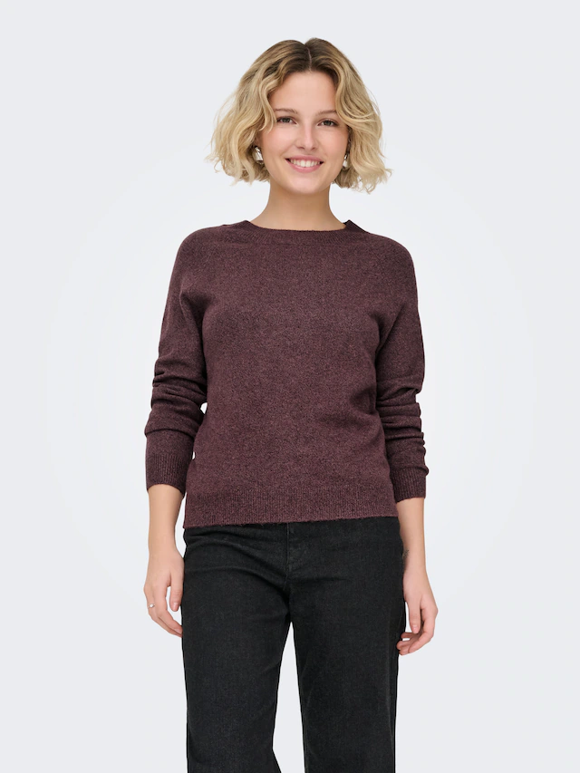 ONLY Rundhalspullover »ONLRICA LIFE L/S PULLOVER KNT NOOS« Materialmix, regular fit