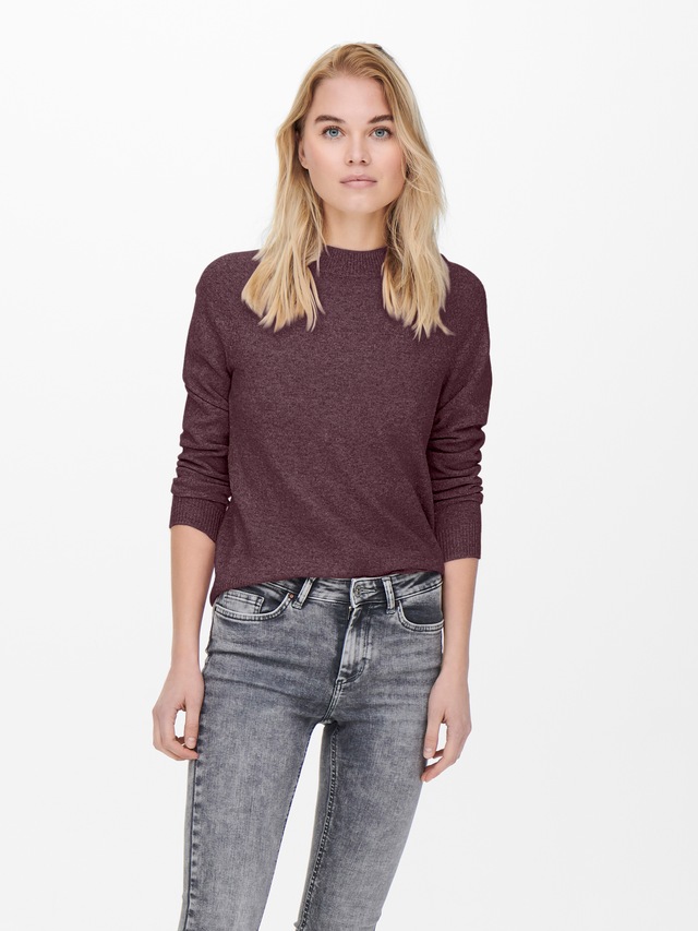 ONLY Rundhalspullover »ONLRICA LIFE L/S PULLOVER KNT NOOS« Materialmix, regular fit